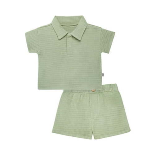 Modern Moments by Gerber Baby Boy Short Sleeve Shirt and Short Outfit Set, 2-Piece, Sizes 0/3 Months - 24 Months
