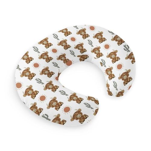 HawSkgFub Highland Cow Boho Cactus Sun Nursing Pillow Cover for Baby Boy Girl, Western Hyland Cattle Themed Breastfeeding Pillow Slipcover, Cow Lover Nursing Pillowcase for Newborn Infant, Cover Only
