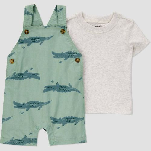 Carter's Just One You®️ Baby Boys' Gator Shortalls Set - Green 18m