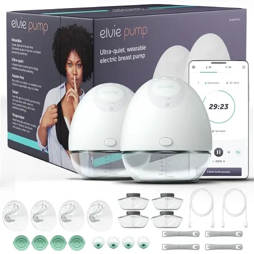 Elvie - Double, Wearable Breast Pump w/App - The Smallest & Quietest - Portable - Hands Free & Discreet - Automated w/Four Personalized Settings - Includes 3 Sets of Breast Shields