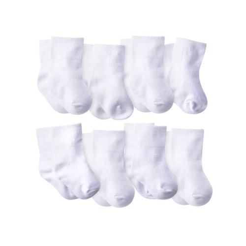 Gerber Baby Boys or Baby Girls Wiggle-Proof White Jersey Ankle Bootie Socks, 8-Pack