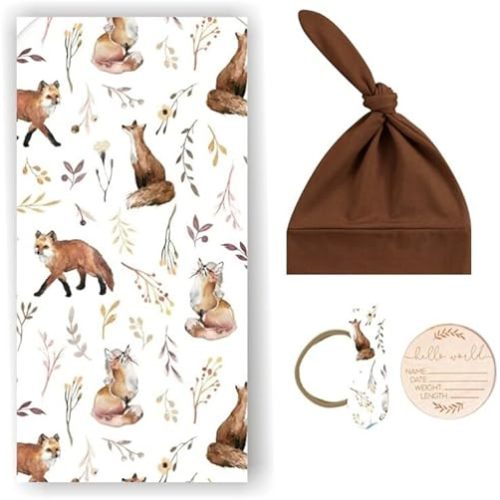 Baby Swaddle Set Newborn Hat Headband Beanie Swaddling Blanket Newborn Infant Swaddle Hat Baby Blankets for Baby Girl Boy