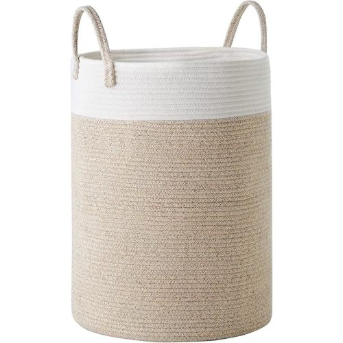 Cotton Rope Laundry Hamper by YOUDENOVA, 58L - Woven Collapsible Laundry Basket - Clothes Storage Basket for Blankets, Laundry Room Organizing, Bedroom Storage, Clothes Hamper – Brown