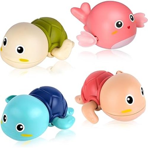 Bath Toys, 4 Pack Baby Bath Toys for Toddlers 1-3, Floating Wind-up Toys Swimming Pool Games Water Play Set Xmas Gift for Bathtub Shower Beach Infant Toddlers Kids Boys Girls Age 1 2 3 4 5 6 Years