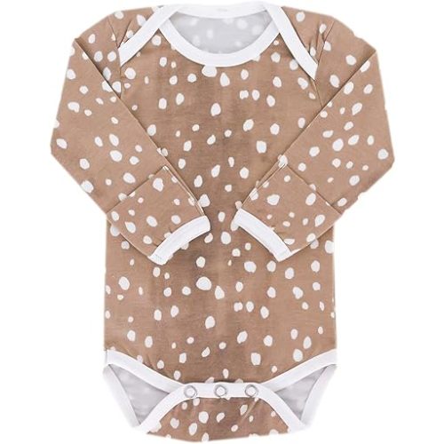 Copper Pearl Long Sleeve Bodysuit Baby: Ultra Soft Baby for Newborns, Boys, and Girls - Stylish, Comfortable, Overlap Shoulders, Premium Knit Fabric - 12-18 Months, Fawn