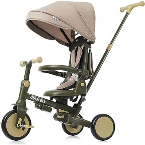 Merax 7-in-1 Tricycle Stroller for Toddlers Ages 1Y-6Y Adjustable Push Handle Retractable Canopy
