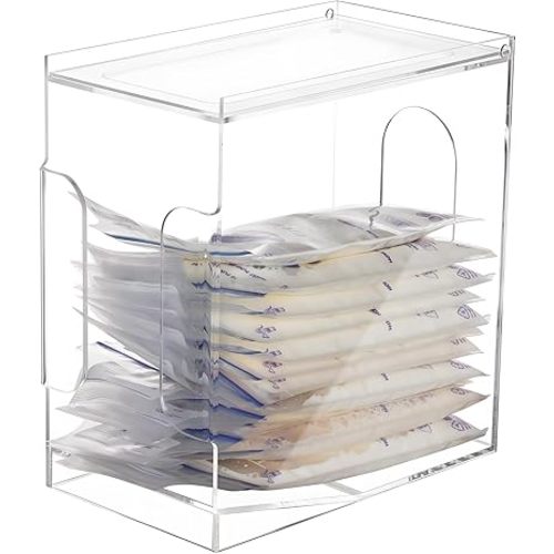 Freezer Organizer for Breastmilk Storage Bags, Freezer Storage Organizer and Tower for Breast Milk Storage Bags, Acrylic First-in First-Out Container with Tray to Freezing Breastmilk, Clear