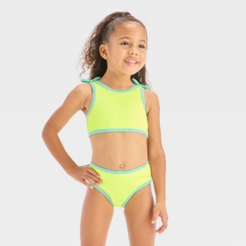 Baby Girls' Ribbed Value Bikini Set - Cat & Jack™ Yellow 12M