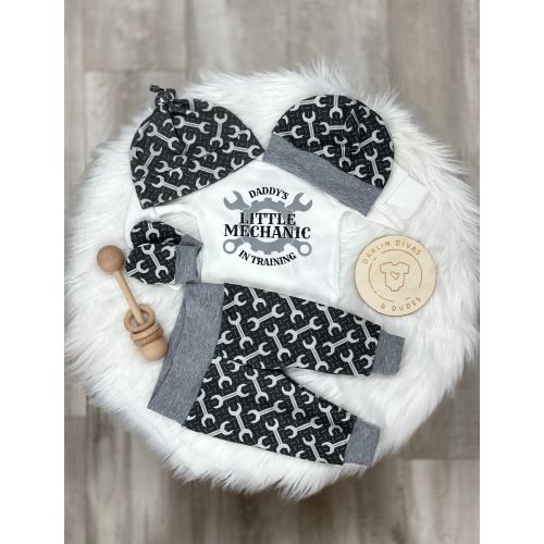 Daddy's Little Mechanic Infant Outfit, Personalized
