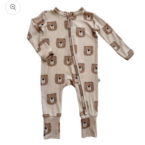 Zipper Romper - Brown Bear - 0-3 Months - Harp Angel Boutique