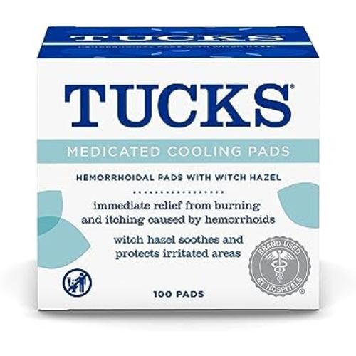 TUCKS Medicated Cooling Pads, 100 Count – Hemorrhoid Pads with Witch Hazel, Cleanses Sensitive Areas, Protects from Irritation, Hemorrhoid Treatment, Medicated Pads Used By Hospitals