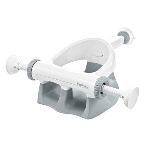 Ingenuity My Bath Seat for Sit-Up Baby Bathing, Sure & Secure Suction Cups, ASTM Safety Tested & Approved, Backrest for Assisted Sitting, Easy Setup & Storage, Gray