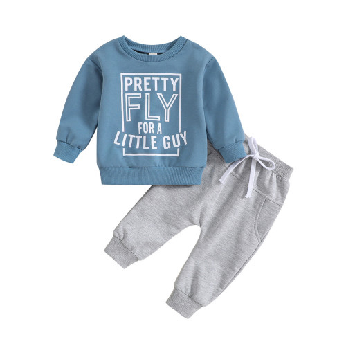 Baby Boys Outfit Sets Long Sleeve Letter Print O Neck Tops With Pants 3Pcs Infant Clothes Streetwear