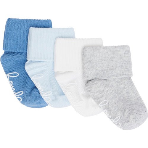 Bonds Baby Bamboo Cuff Socks 4 Pack - Blue & Neutral - Size 000