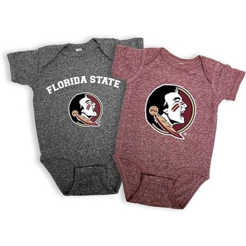 Two Feet Ahead Florida State Seminole 2 Pack Baby Bodysuit Creeper Newborn Infants Officially Licensed (Florida State Seminoles, 6 Months)