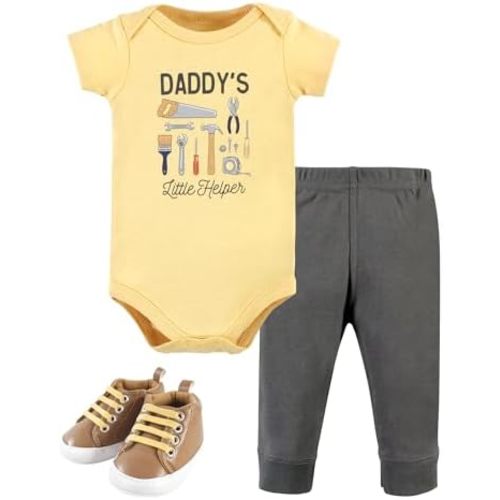 Hudson Baby Baby Cotton Bodysuit, Pant and Shoe Set