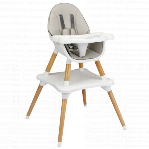 Costway 4-in-1 Baby High Chair, Convertible Wooden Infant Chair with 5-Point Seat Belt for Eating and Feeding, Gray
