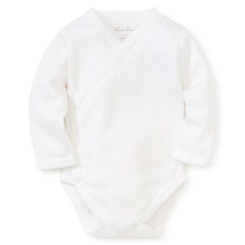 White Pointelle Long Sleeve Bodysuit - Newborn