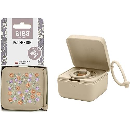 BIBS Liberty Pacifier Box with Strap. Soother Holder and Steriliser case. 100% BPA Free Food-Grade Material - Strawberries and Cream Vanilla