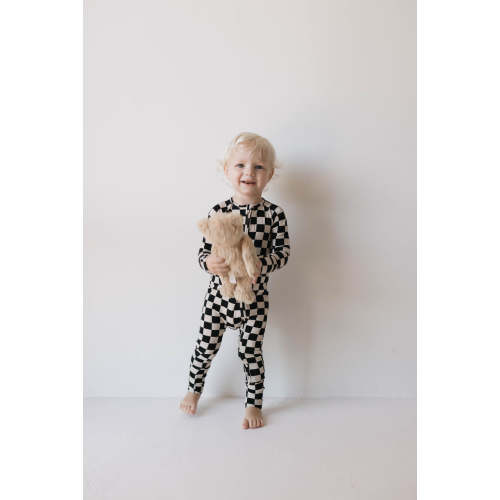 Bamboo Zip Pajamas | Black Checkerboard