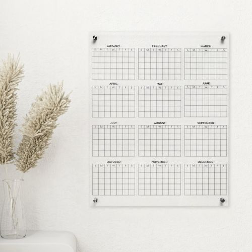 At A Glance 2023 Calendar, Reusable Yearly Dry Erase Acrylic Calendar, dry-erase 12 month calendar, clear wall mounted minimalist calendar