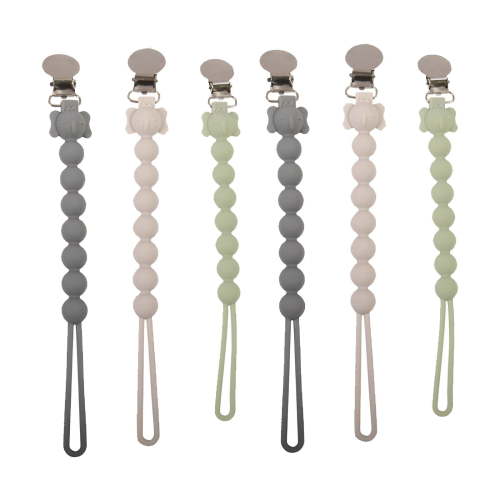 XIRQI 6Pcs Pacifier Clip,Food-Grade Silicone Material Pacifier Holder,Durable Stainless Steel Clip Binky Clips