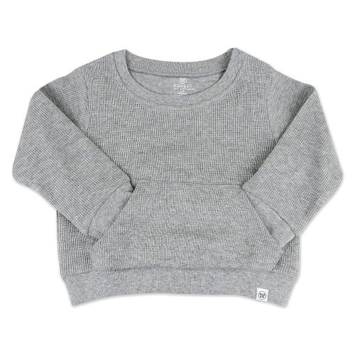 HonestBaby Comfy Crew Sweatshirt with Pockets 100% Organic Cotton for Toddler, Baby Boys, Girls, Gray Heather, 3-6 Months