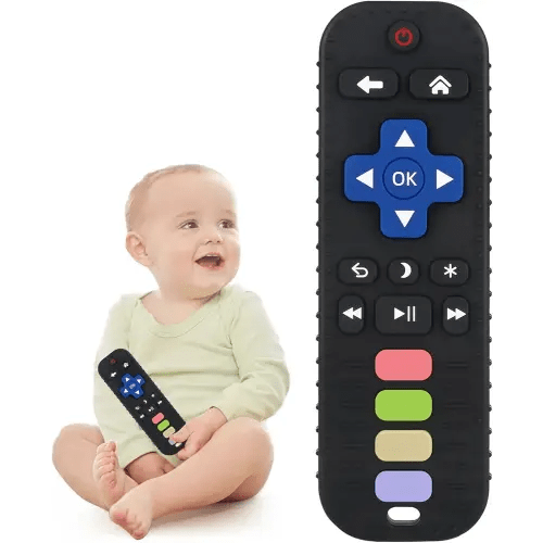 Chuya Baby Teether Toy Chew Toy for Babies 3-24 Months TV Remote Control Shape Teething Relief Baby Toys for Infants (Black)