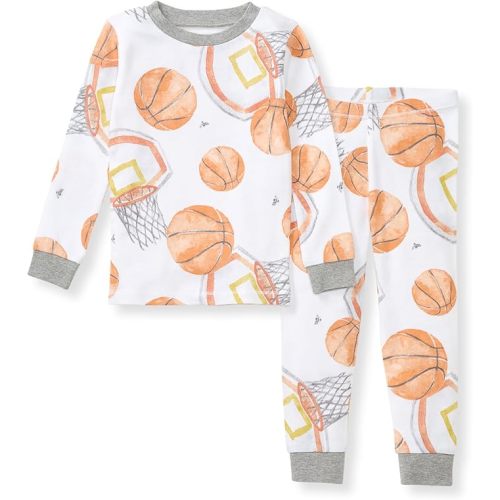 Burt's Bees Baby Infant, Little and Big Boys' 2-Piece Long Sleeve Tee and Pants Cotton Pajama Set