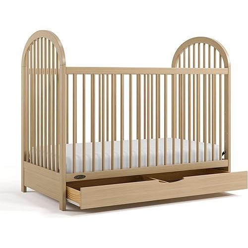 Graco Olivia 3-in-1 Convertible Crib with Drawer (Driftwood) – Converts from Baby Crib to Toddler Bed and Daybed, GREENGUARD Gold Certified, Baby Safety Alliance Verified, Easy Assembly