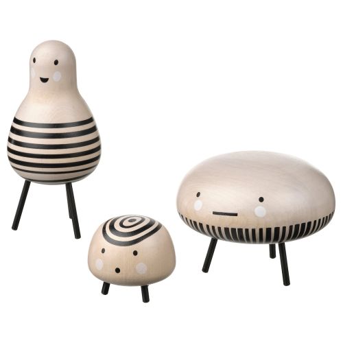 DVÄRGTALL Decorative figure, set of 3 - solid wood/black