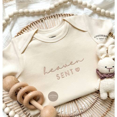 Heaven Sent Embroidered Pregnancy Announcement Baby Onesies®, Rainbow Baby, Christian pregnancy announcement,  pregnancy reveal, IVF Baby,