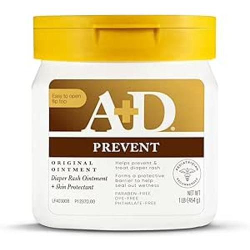 A+D Original Diaper Rash Ointment, Prevents & Protects Diaper Rash, Moisturizes & Heals Dry Skin With Vitamins A&D, 16oz Jar - Pack of 1