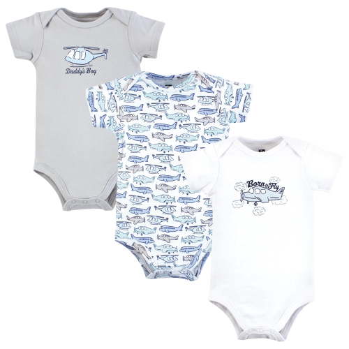 Hudson Baby Infant Boy Cotton Bodysuits, Born To Fly, 18-24 Months