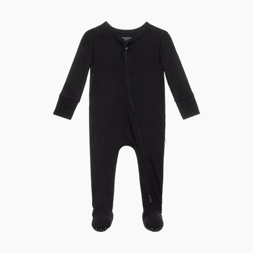 Posh Peanut Footie Zippered One Piece - Black, 0-3 Months