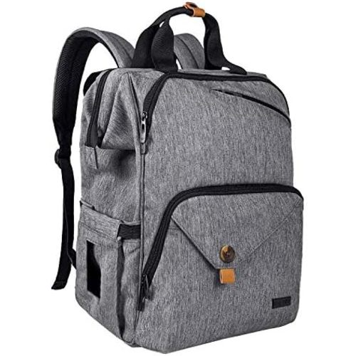 Hap Tim Diaper Bag Backpack,Large Capacity Travel Back Pack Maternity Baby Nappy Changing Bags, Double Compartments with Stroller Straps,Waterproof,Grey (US7340-G)