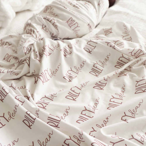 Font Duo Personalized Swaddle in Pastel Cutie | Caden Lane