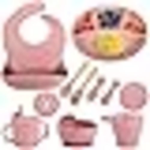 Silicone Baby Feeding Set 11pc, Baby Led Weaning No Mess Divided Suction Plate and Bowl, Silicone Bib, Spoon and Fork, Sippy Cup and Snack Cup, BPA Free Feeding Utensils, Dishwasher Safe (Pink) : Amazon.com.au: Baby