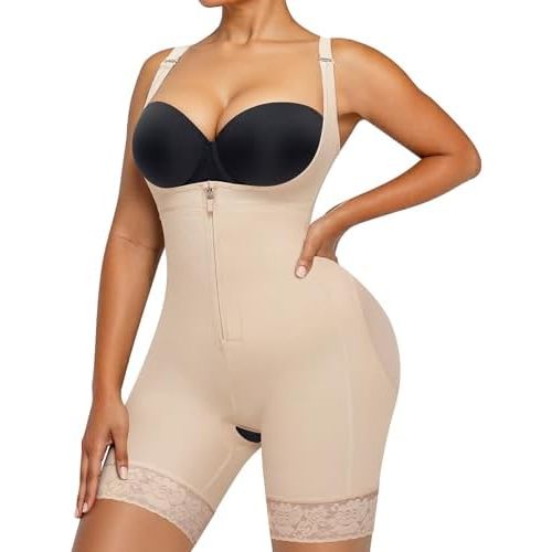 Nebility Fajas Colombianas Bodysuit Shapewear for Women Tummy Control Body Shaper Postpartum Butt Lifter with Zipper