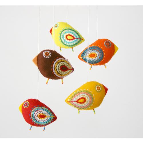 Birds Baby Mobile - Budgie Felt Ornaments - Gender Neutral Baby Crib Mobile - Bird Watching - Felt Nursery Mobile - Hanging Bird Mobile
