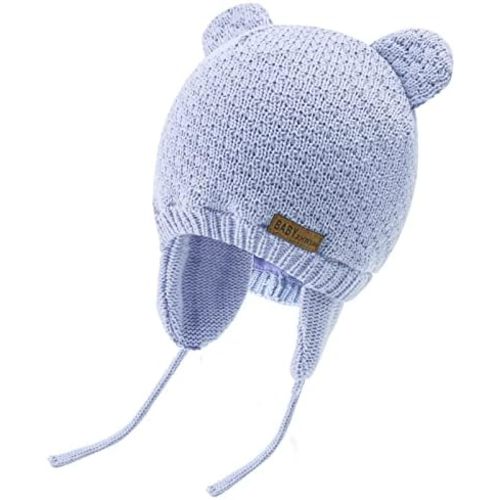 BAVST Baby Beanie Hat for Winter with Earfalp Cute Bear Kids Toddler Girls Boys Warm Knit Cap 0-2Years