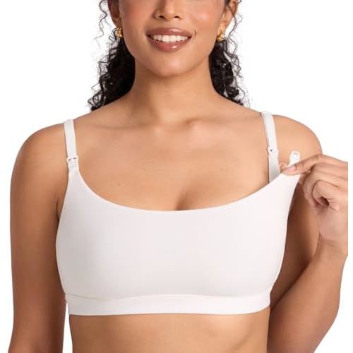 MOMANDA Cotton Nursing Sleep Bras for Breastfeeding Seamless Maternity Bralettes Ultra Soft with Pads