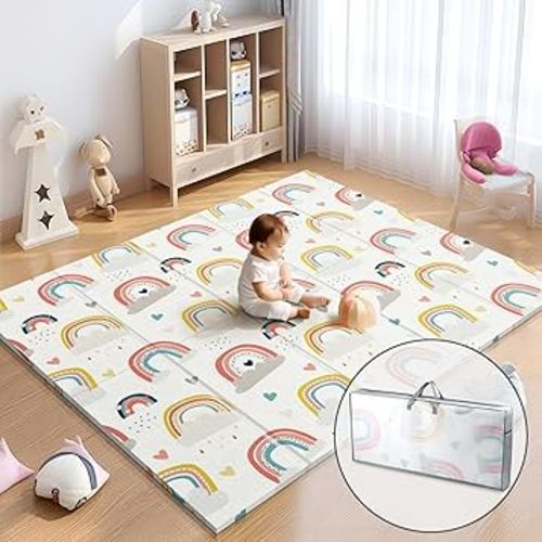 Foldable Baby Play Mat for Floor, 79x71 Extra Large Play Mat, Kids Non Toxic Foam Thick Play Mat for Baby, Waterproof & Anti-Slip Baby Crawling Mat, Folding Play Mats for Babies and Toddlers