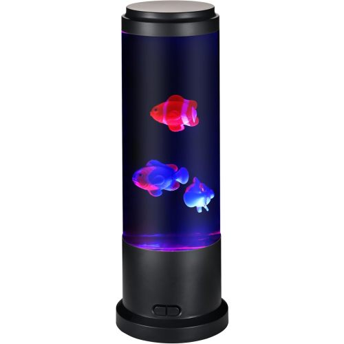 EDIER Fish Lamp with Moving Fish, 11-inch Fake Aquarium Tank Auto-Color Changing, USB Sensory Liquid Motion Lamp for Kids & Autism Stress Relief