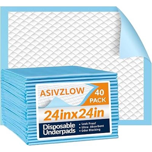 40 Count 24"X24" Disposable Puppy Pads Super Absorbent &Leak-Proof Quick-Dry Underpads for Baby Adults Elder Large Pee Pads for Dogs Deodorant 6-Layer Cat Wee Wee Pads Training Pads