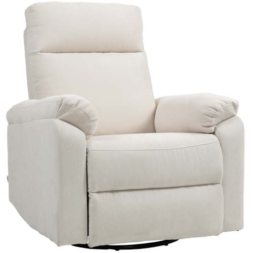 HOMCOM Wide Swivel Rocker Recliner, Overstuffed Reclining Sofa, Cream