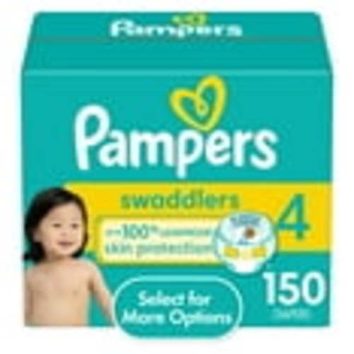 Pampers Swaddlers Size 4 Diapers, 150 Count with Leak-Guard & Blowout Barriers