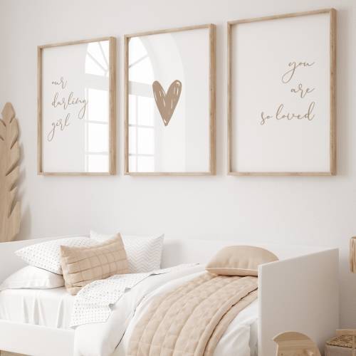 Girl Nursery Wall Art Set of 3 | Girl Nursery Prints Neutral | Nursery Decor Boho Prints | Baby Shower Gift Idea | Custom Color | UNFRAMED