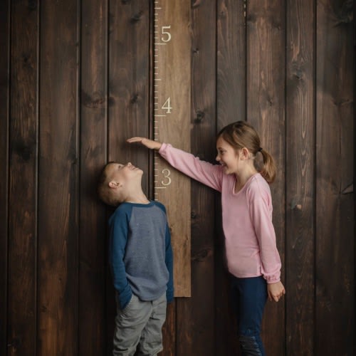 Growth Chart Ruler 3D, Wooden Measuring Stick for Kids, Giant Wall Ruler, Height Board in Walnut