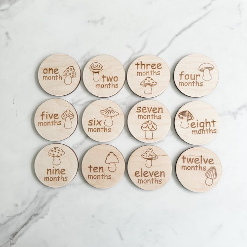 Mushroom Milestone Baby Photo Prop Milestone Set Newborn Boho Mushroom Wood Milestone Markers Mushroom Baby Photo Props Milestones Gift Baby